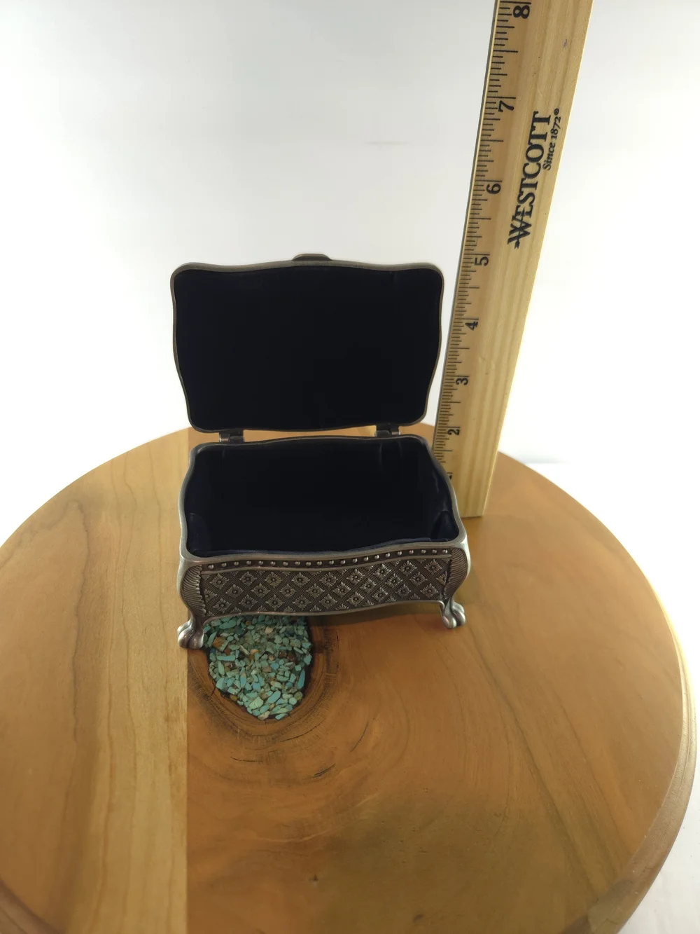 Mullingar Pewter Claddagh Jewelry Box Celtic Irish, Blue Velvet, Vintage 1980s